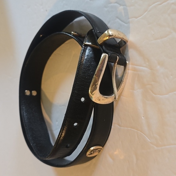 Vintage Other - Mens Premium Black leather Silver emblem & buckle Golf Belt Vintage Sz.34